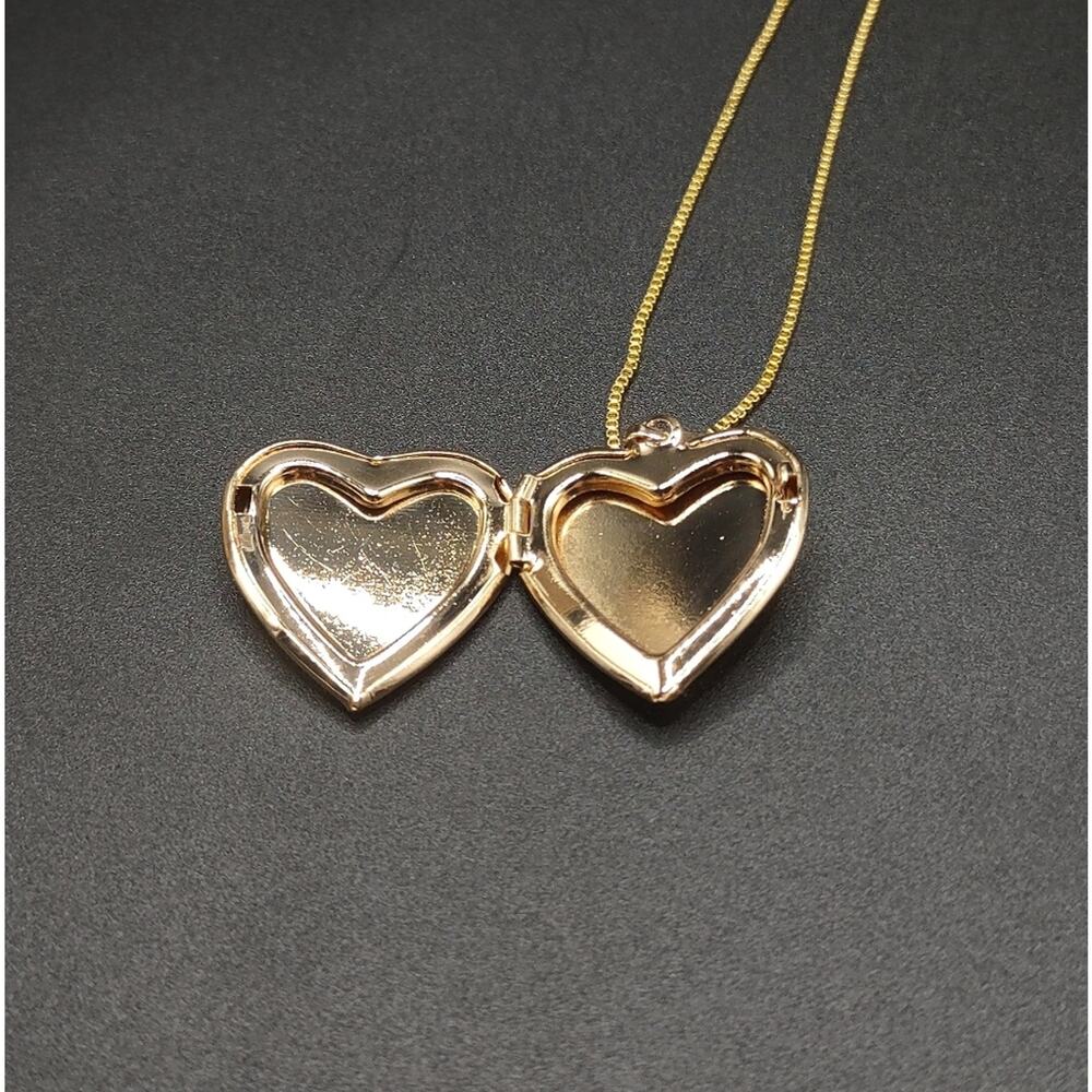 18k Gold Plated Necklace w/ Heart Locket Women's BOHO VTG Christmas Birthday NEW